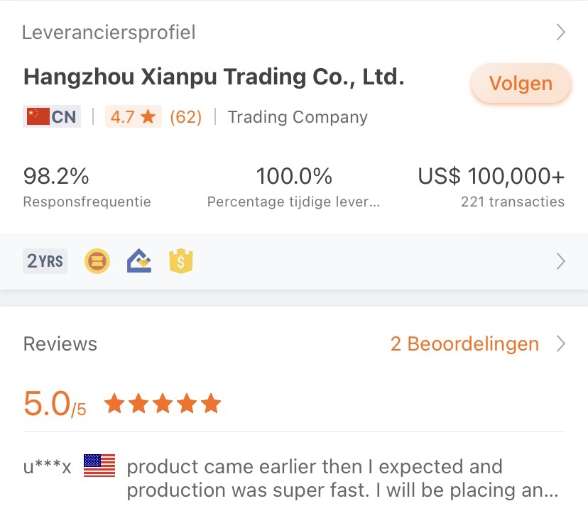 leveranciersprofiel alibaba