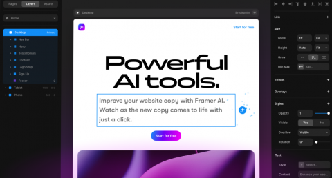 Framer ai dashboard