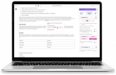 Textmetrics dashboard