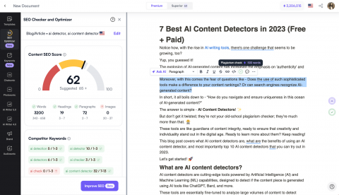Writesonic dashboard